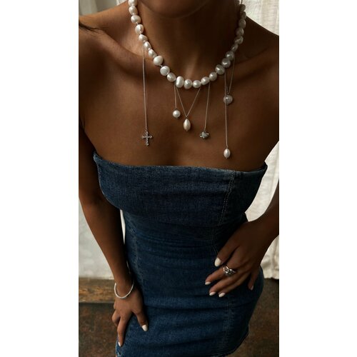 Чокер Lunnitsa Soul, перламутр, жемчуг барочный, жемчуг культивированный, длина 36 см, белый