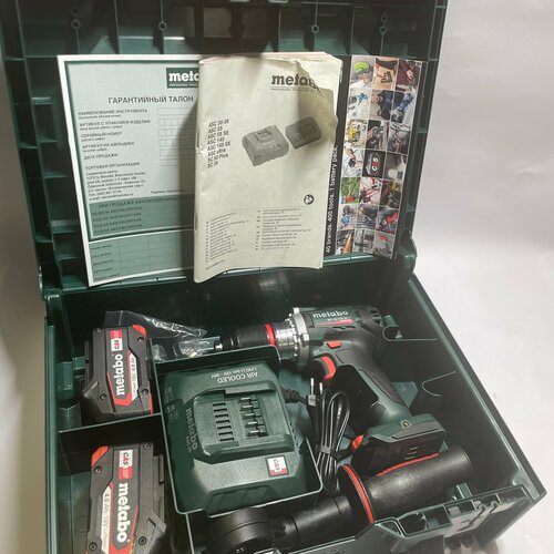 Шуруповерт Metabo BS 18 LTX BL I2 акб4 ah Li-powerзарядник ASC 55Metabox 145 арт602358500 6490000₽