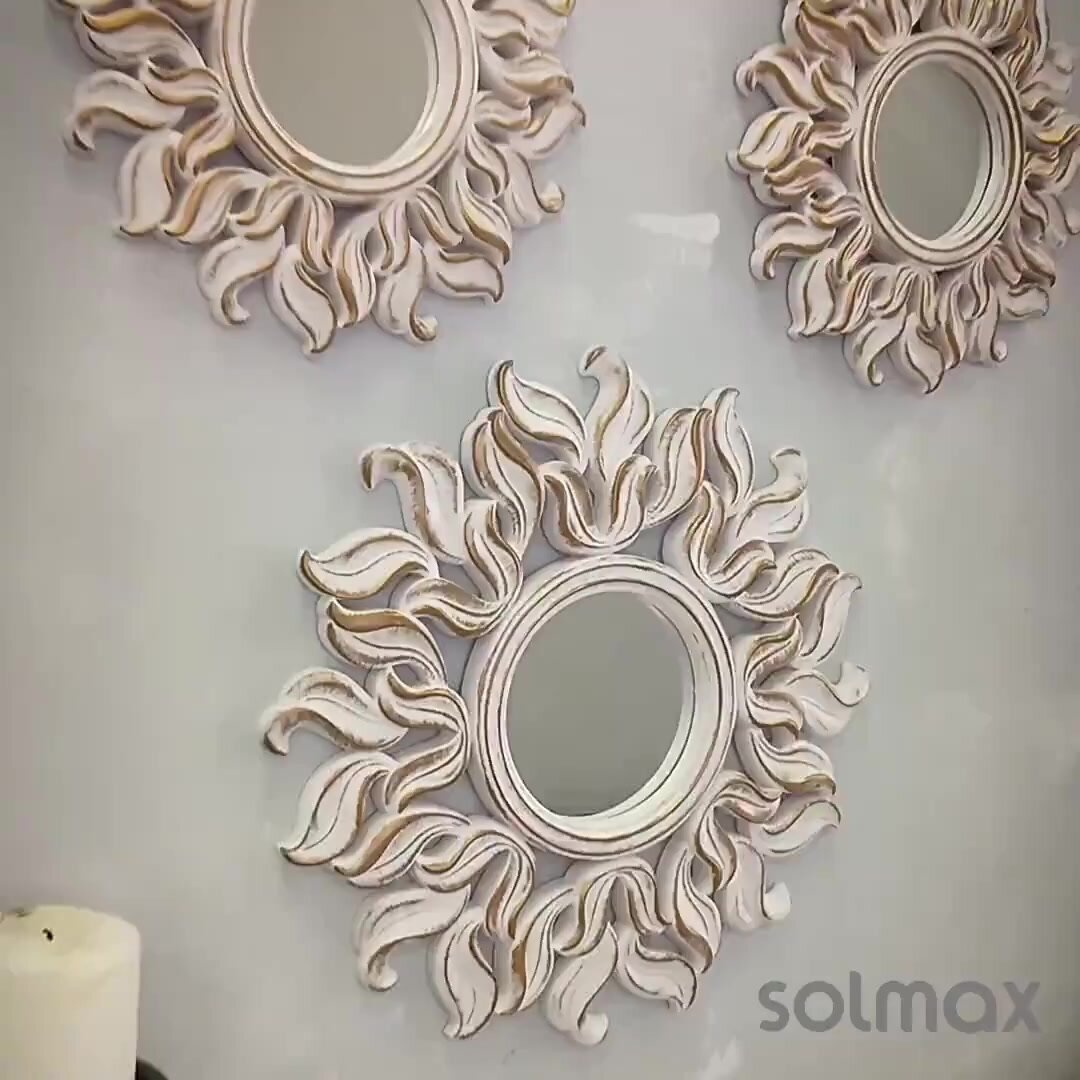 Зеркало настенное Интерьерное Solmax, Круглое в раме, Лофт, Дизайнерское, Набор из 3 зеркал,25см, 30см, 25см, в прихожую — фото 1