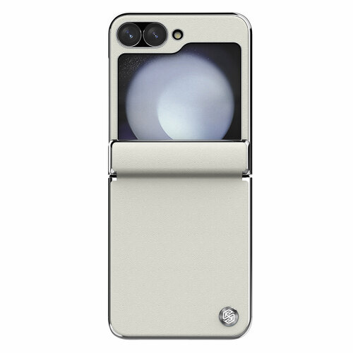 Чехол белого цвета от Nillkin для смартфона Samsung Galaxy Z Flip 6 5G, серия CamShield Flip Leather Case белый