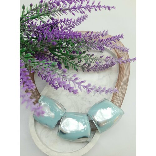 фото Колье pj murano, коричневый, серебряный, зеленый, бирюзовый