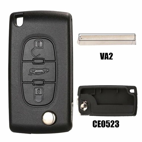 Jingyuqin ключа автомобиля Shell HU83 CE0536 / 523 для Peugeot 107 207 307 407 308 408 Партнер Citroen C3 C4 C5-C6-Берлинго Пикассо Xsara, 3B2 CE0523 VA2, For Peugeot
