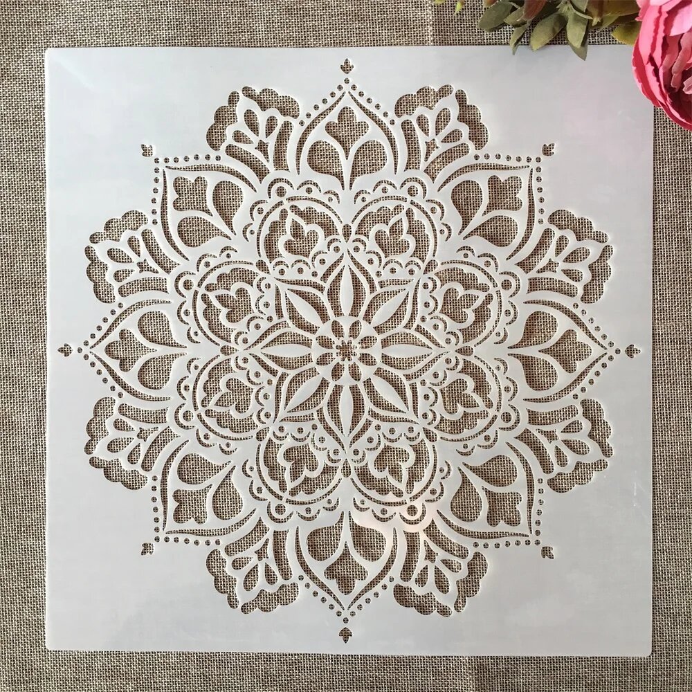30*30 см Геометрия Мандала Многослойные Круглые DIY слойные трафареты рисунок строительный декоративный шаблон, Белый