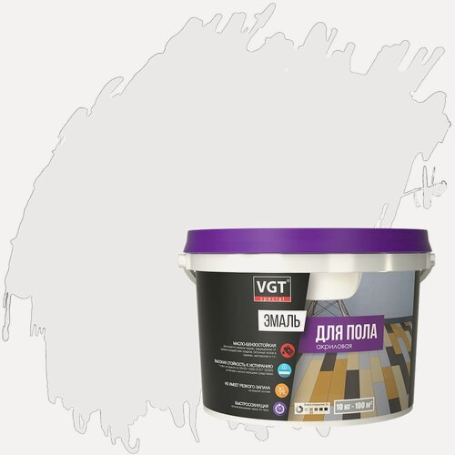 Изображение товара Эмаль акриловая для пола ВД-АК-1179 VGT Профи полуматовая (10кг) А (белая и под колеровку)