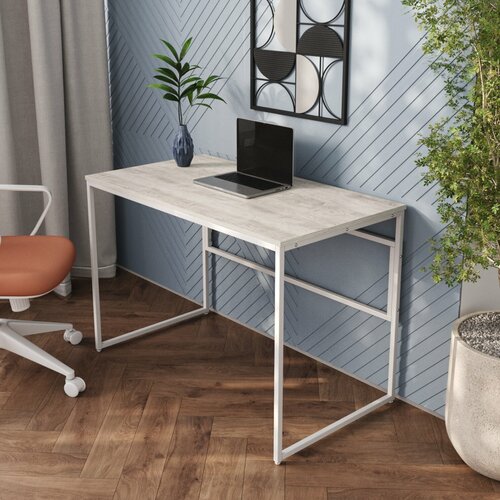 Стол компьютерный Classico Сосна Касцина с белыми ножками. Стол письменный для школьника, стол игровой, аналог икеа.