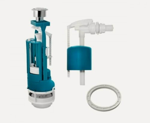 Изображение товара Арматура для бачка унитаза сливная/наливная с боковым подключением, кнопка хром ИнкоЭр