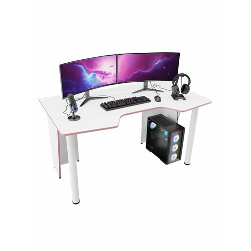 фото Игровой компьютерный стол fps 140х78х73 бело-розовый fps mebel