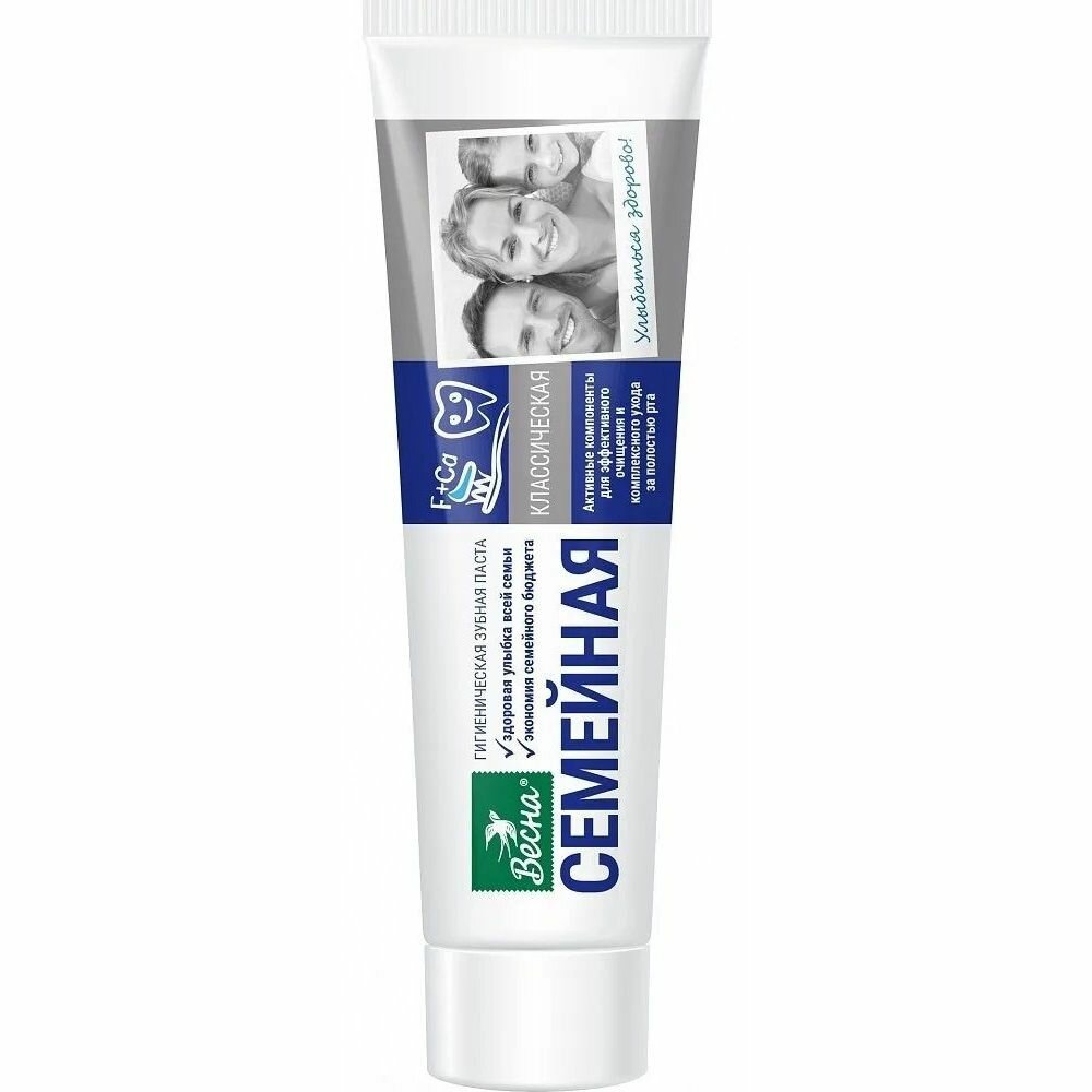 Зубная паста Весна Семейная классическая, 90 г, без футляра