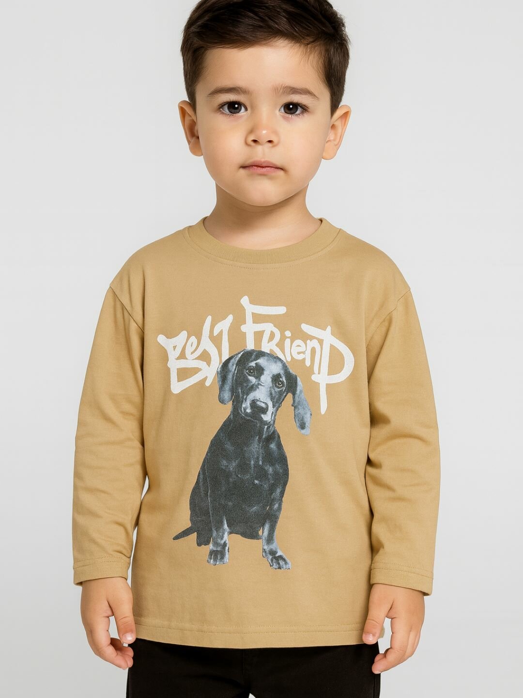 Лонгслив DNZ, размер 110, светло-коричневый — фото 1