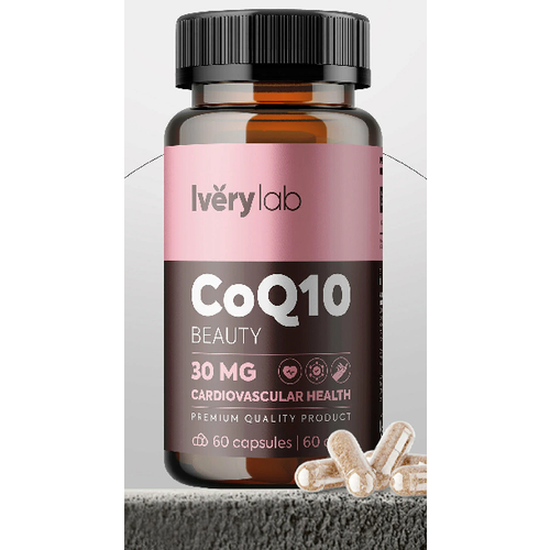 Коэнзим Q10 Iverylab, CoQ10 Beauty, coenzyme q 10 30 мг, БАД для сердца и красоты, 60 капсул