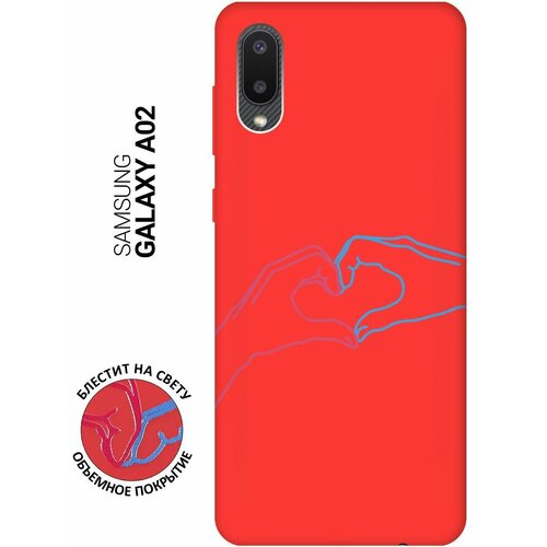 Силиконовый чехол на Samsung Galaxy A02, Самсунг А02 Silky Touch Premium с принтом Fall in Love красный матовый soft touch силиконовый чехол на samsung galaxy a02 самсунг а02 с 3d принтом raccon in a hollow черный