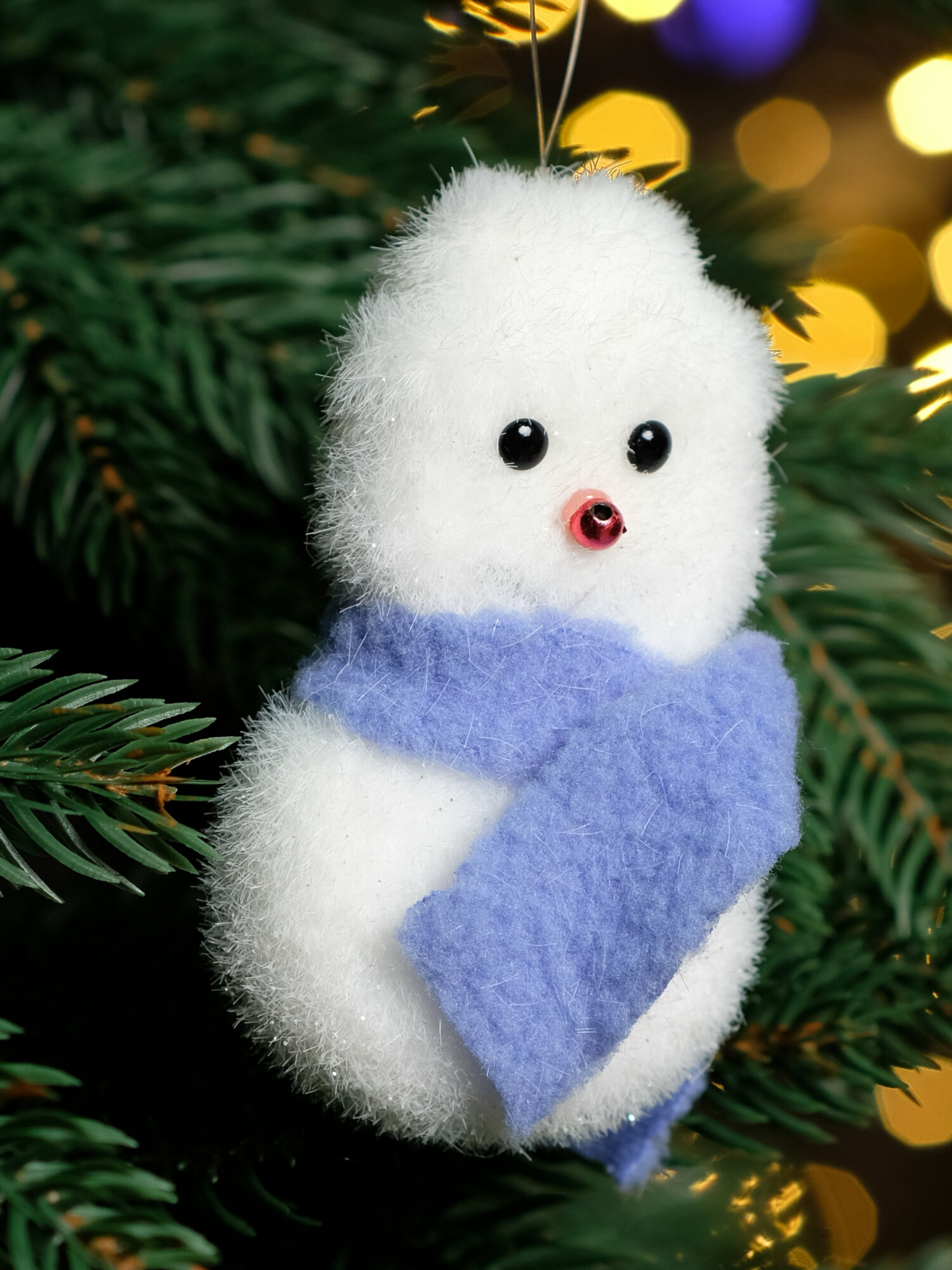 Рождественское украшение (Снеговик, 8 см.) Голубой, 3 шт