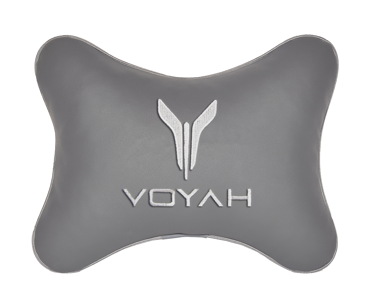 Автомобильная подушка на подголовник экокожа L.Grey с логотипом автомобиля VOYAH