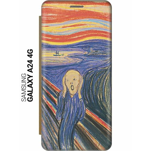 Чехол-книжка на Samsung Galaxy A24, Самсунг А24 c принтом Крик золотистый чехол книжка на samsung galaxy a24 самсунг а24 c принтом розовые макаруны золотистый