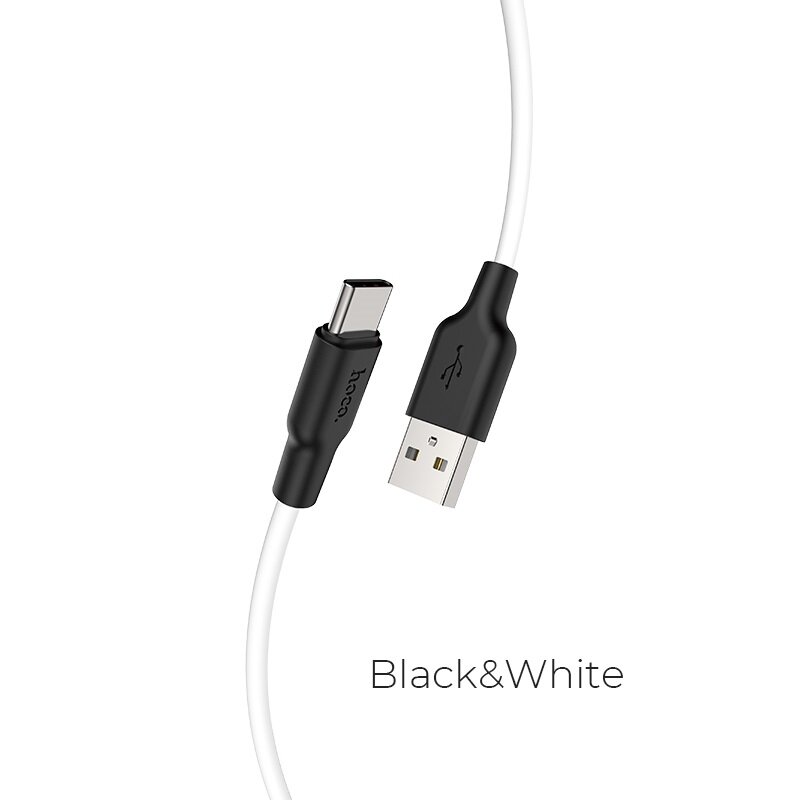 Кабель USB HOCO X21 Plus USB - Type-C, 3A, 1 м, черный+белый