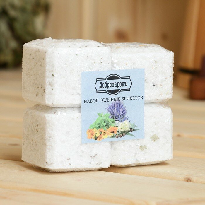 Соляной брикет набор 4 шт. «Календула, эвкалипт, лаванда, мята« по 200 г »Добропаровъ»