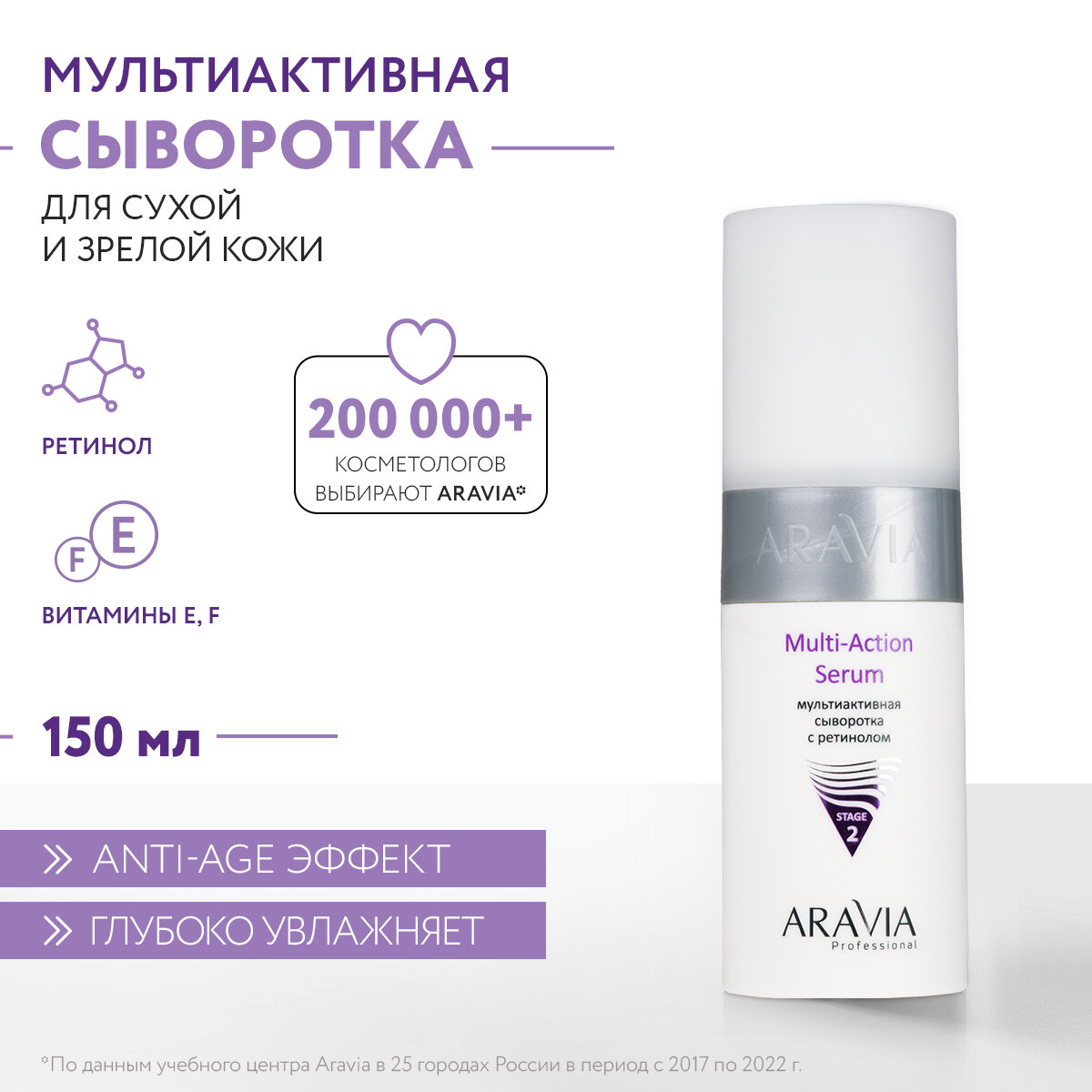 ARAVIA Сыворотка для лица мультиактивная с ретинолом Multi-Action Serum, 150 мл