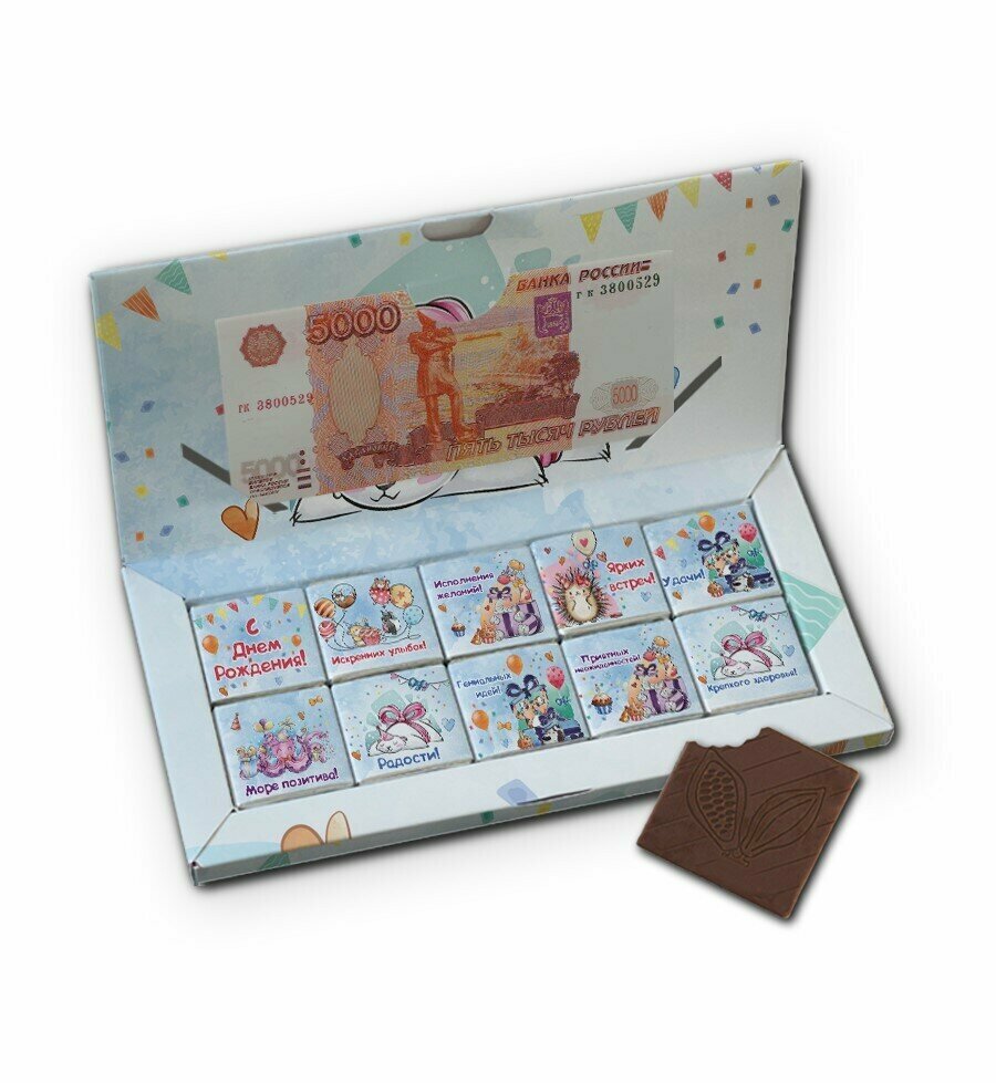 Купюрница на День Рождения с шоколадками, конверт для денег