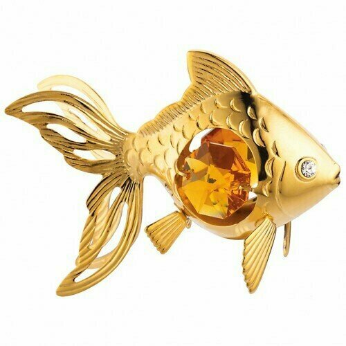 Сувенир с кристаллами Swarovski 4743 Золотая рыба 6*3*4,5см.
