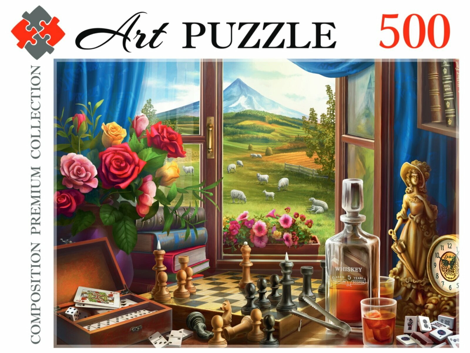 ПазлыArtpuzzle 500 дет. Натюрморт с шахматами Х500-0442, (Рыжий кот)