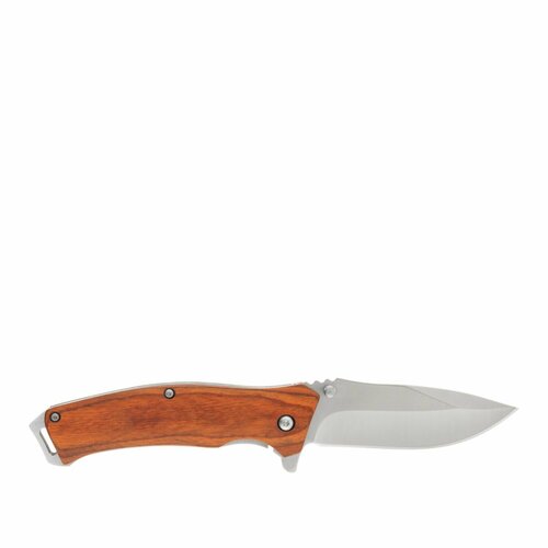 фото Нож складной stinger, клинок 80 мм, рукоять из дерева и стали коричневого цвета, в нейлоновом чехле fk-1117rk