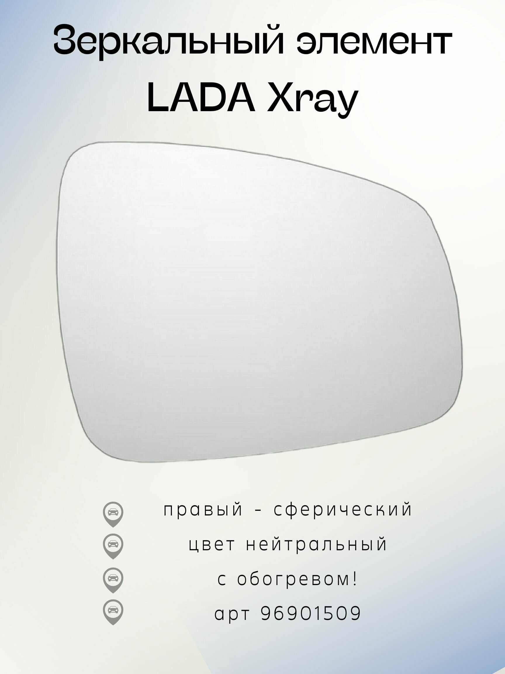 Зеркальный элемент LADA Xray (15- ) ПнО правое сферическое обогрев нейтральный 96901509