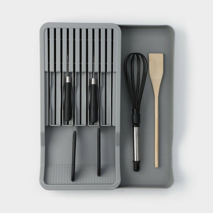 фото Magistro Подставка для кухонных приборов Harm, 42,5×20,5×5,2 см, раздвижная, цвет серый