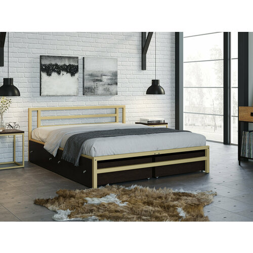 Двуспальная кровать Титан 160 Слоновая кость ящики Венге 14990₽