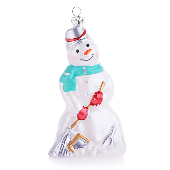 Новогоднее украшение Феникс-Презент подвесное, Снеговик с метлой из пластика, полистирол (80548)
