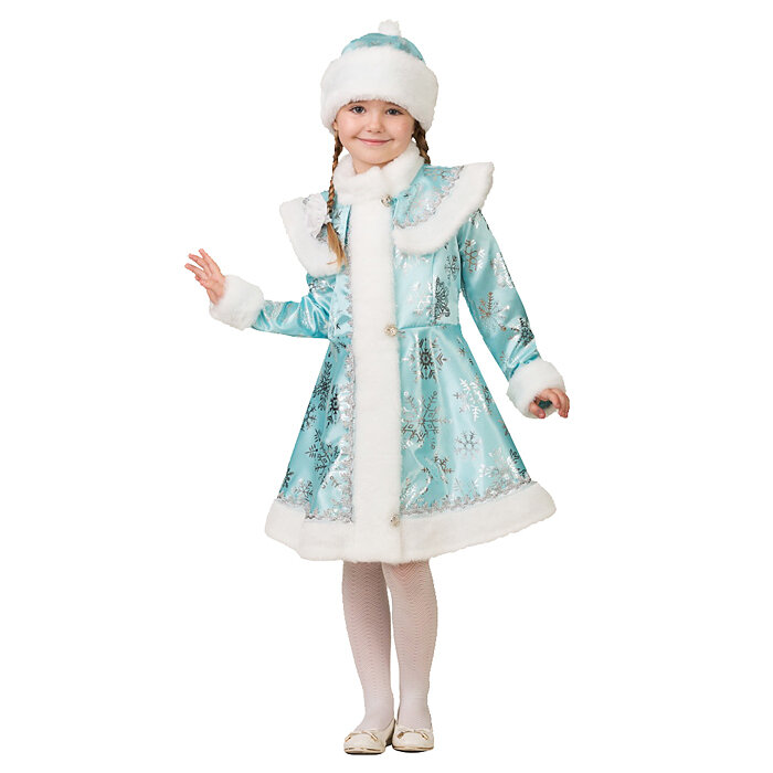 Снегурочка сатин бирюза снежинка (дет.) р.122-64 8081 — фото 1