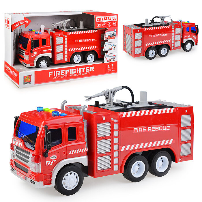 Машина WY351A "Пожарная машина" брызгает водой, 1:16 (свет, звук) в коробке
