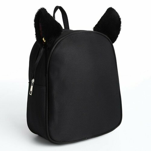 Рюкзак текстильный с ушками на заколках, 27*10*23 см, черный цвет
