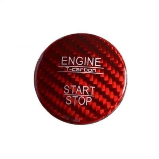 Накладка на кнопку Stop/Start для Mercedes (карбон красный) 37 мм