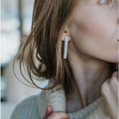 Серьги My Silver Серьги Гвоздик линия, серебро, 925 проба, размер 50 мм, длина 5 см