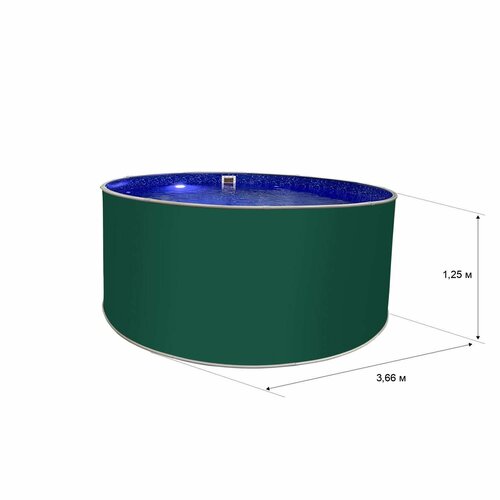 Круглый бассейн лагуна 3,66 х 1,25 м (мятно-зелёный RAL 6029) чаша 0,4 мм