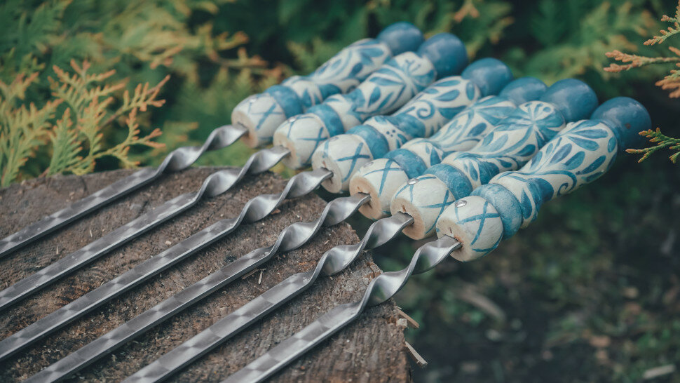 Шампура 5шт ручка "Гжель" 50см — фото 1