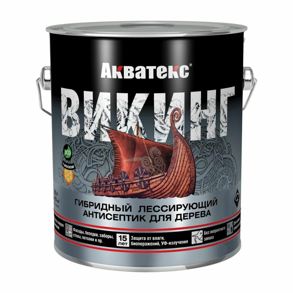 Антисептик для Дерева Акватекс Викинг 0.75л Палисандр Гибридный Лессирующий.