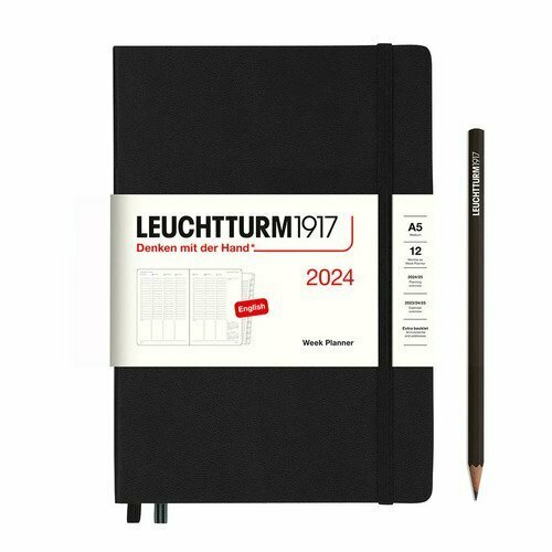 Еженедельник Leuchtturm1917 - 2024г, A5, с расп, черный + блокнот A7