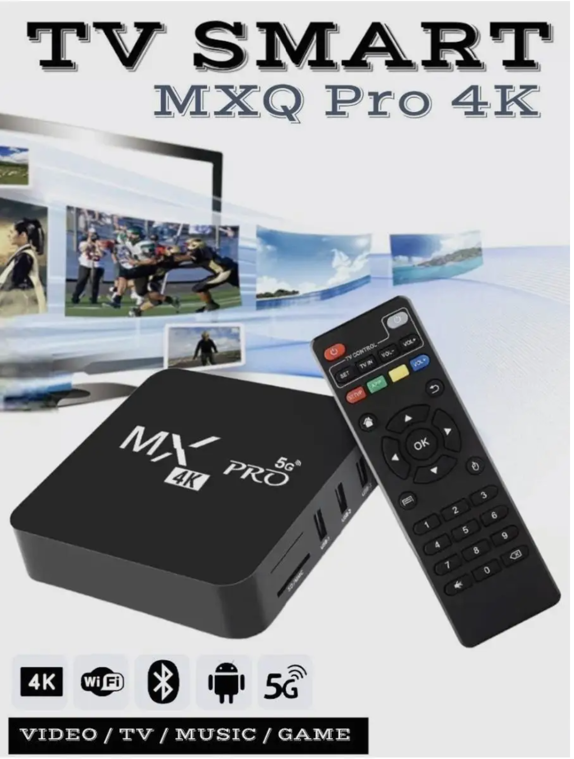 Смарт ТВ приставка MXQ Pro 5G wi-fi 2.4 и 5.0 GHz Андроид 10.1 — фото 14