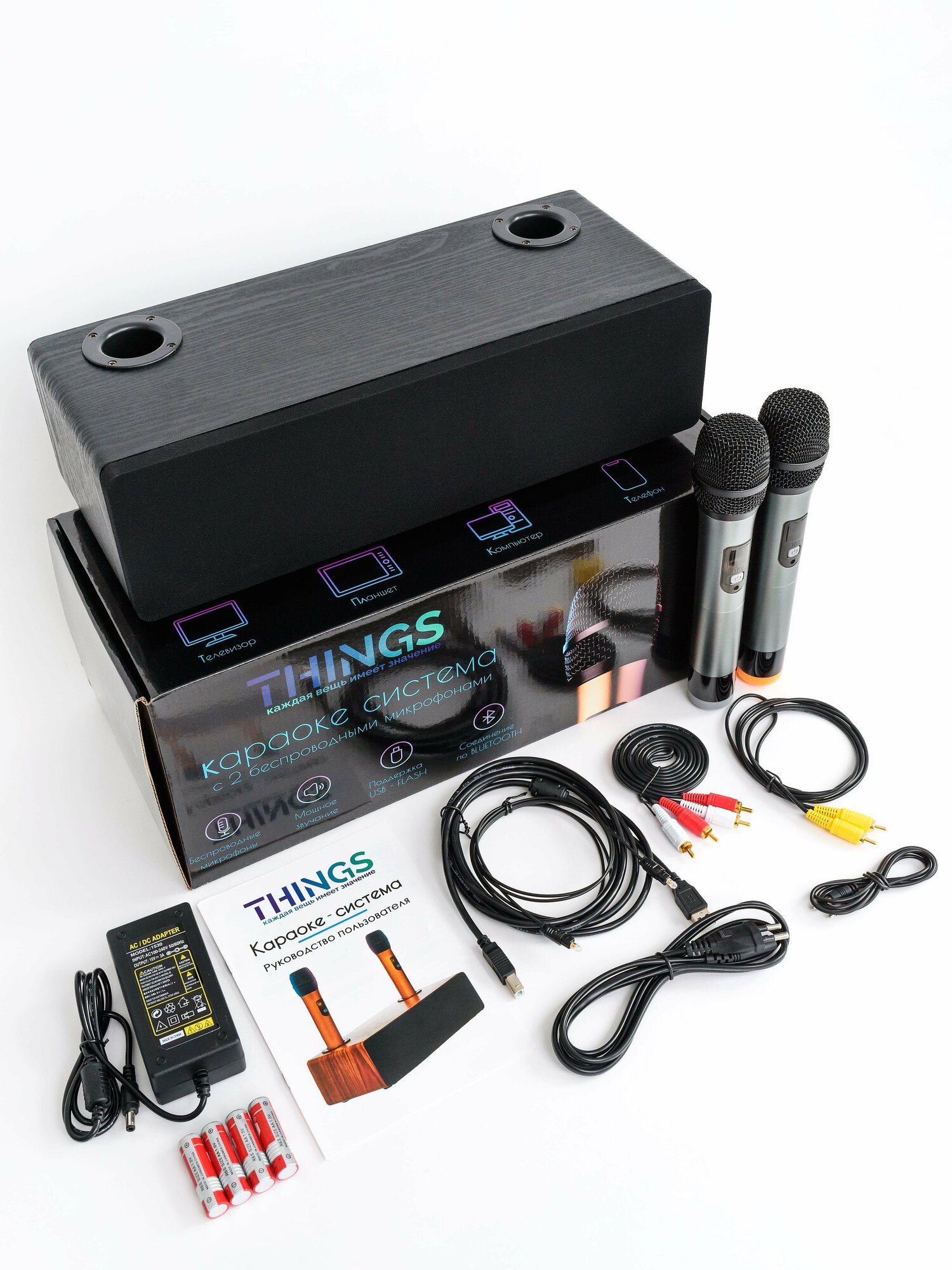 Караоке система для дома THINGS 120В т с беспроводными микрофонами BlackEdition — фото 4