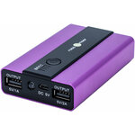 Универсальный внешний аккумулятор Ross&Moor PB03M 6000 мАч фиолетовый Металлический корпус Фонарик USB 5В/2А+USB 5В/1А - изображение