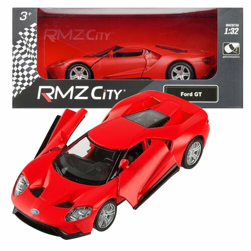 Машина металлическая RMZ City серия 1:32 Ford GT 2019, инерционный механизм, красный матовый цвет, двери открываются. машина металлическая rmz city 1 32 ford gt 2019 инерционный механизм двери открываются красный матовый цвет uni fortune [554050m e ]