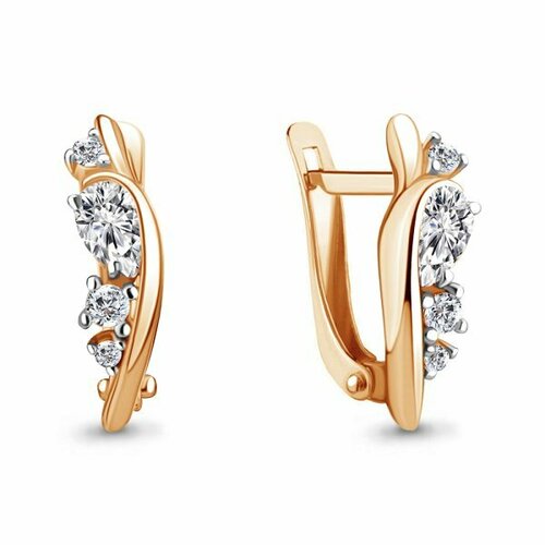 Серьги Trade Jewelry, красное золото, 585 проба, фианит, золотой