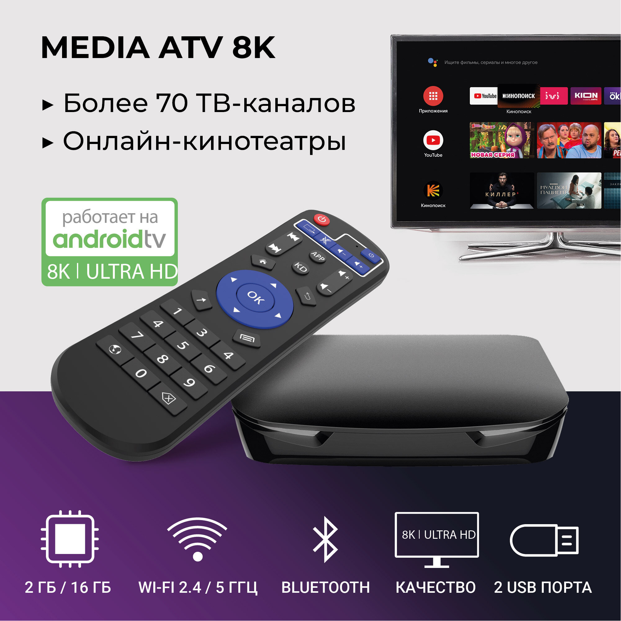 Медиаплеер UHD 8К Hiper Media ATV 8K .