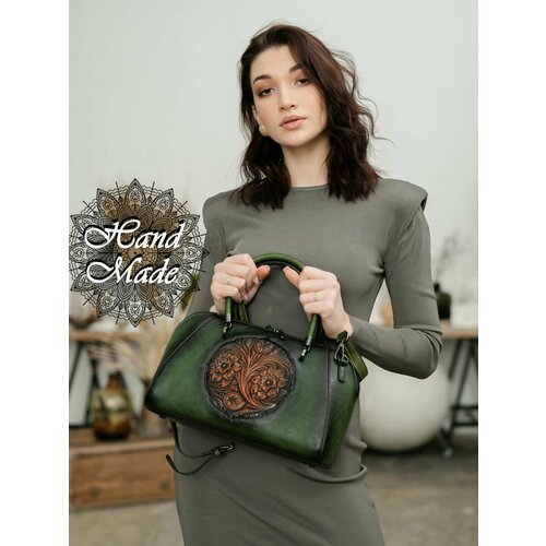 фото Сумка багет lumida, фактура тиснение, зеленый