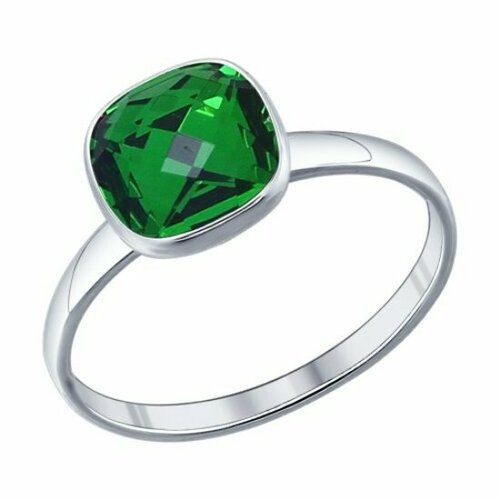фото Кольцо кольцо из серебра 94011871 94011871 серебро, 925 проба, родирование, размер 16.5, зеленый dragomarket