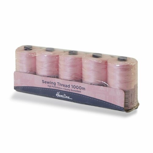 hemline застежка для одежды 13 см 480 розовый Нить для шитья Hemline, универсальная, розовая, 1000 м, толщина №40/2, 5 шт