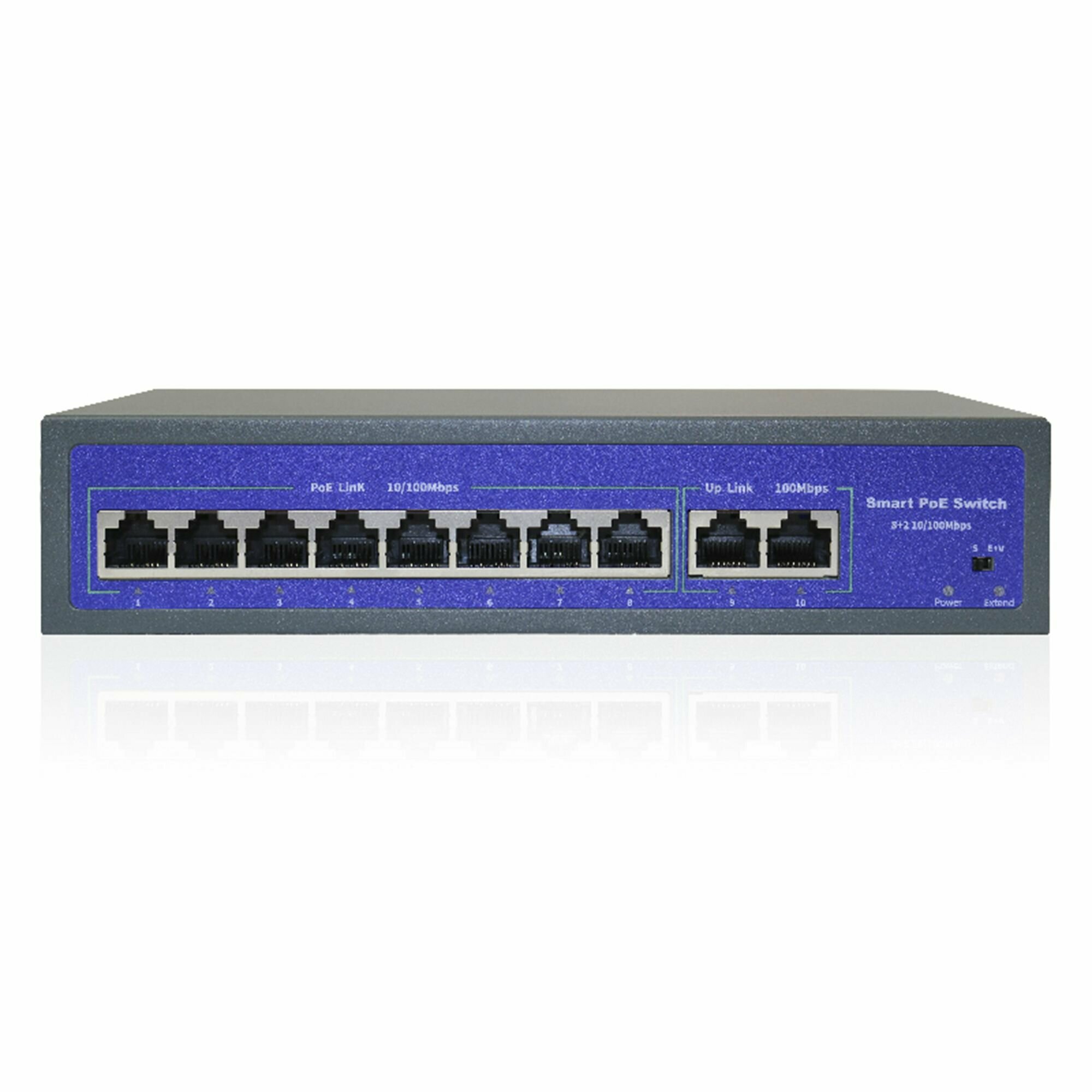 PoE Коммутатор ART-108 10 портов: 8 с PoE + 2 RJ45(UpLink) 120Вт