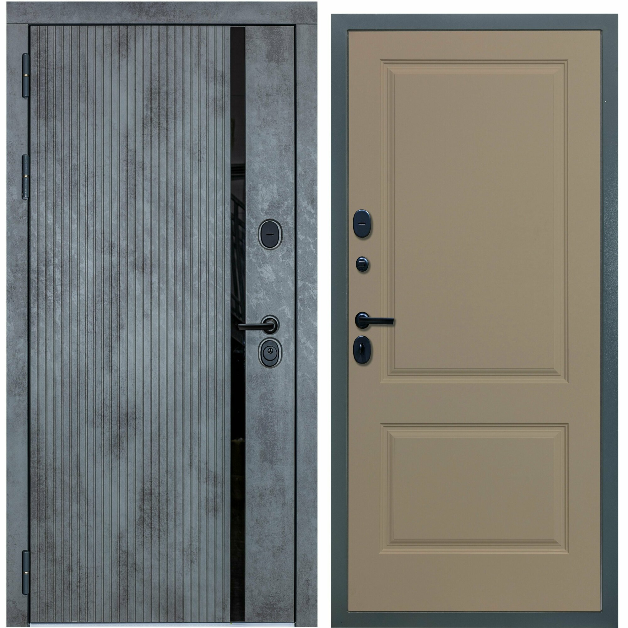 Дверь входная металлическая DIVA ДХ-46 2050x960 Левая Бетон темный - Д7 Софт Шампань, тепло-шумоизоляция, антикоррозийная защита для квартиры