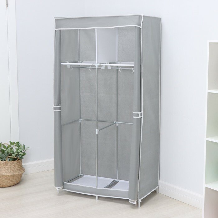 Шкаф тканевый каркасный, складной LaDо́m, 83×45×160 см, цвет серый - фотография № 6